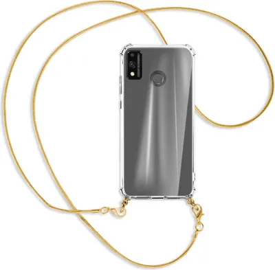 Produktbild von Handykette Backcover-Schutzhülle mit Band (Metall goldfarben) für Honor 9X Lite - goldfarbene Kette Snake