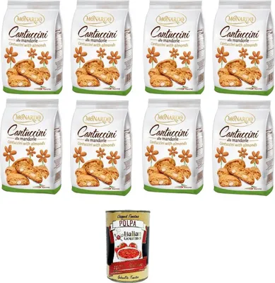 Produktbild von Monardo Cantuccini mit Mandeln, Mandel-Kekse, 8x150gr + Italian gourmet polpa 400g