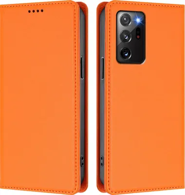 Obrázek produktu pro Kožené pouzdro pro Samsung Galaxy Note 20 Ultra, magnetické flipové pouzdro zPolyuretankůže se stojánkem Oranžová