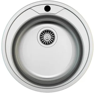 Produktbild von [Edelstahlspüle Ø 51 cm] Hochwertig beidseitig Montierbar Küchenspüle Rund Einbauedelstahlspüle Edelstahl Spülbecken f. Unterschränke ab 45 cm inkl. Siphon-Set