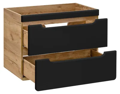 Produktbild von Waschtischunterschrank 80 cm NEW-LUTON in seidenmatt anthrazit mit Wotan Eiche Nb., OHNE Becken B/H/T ca. 80/59/46 cm