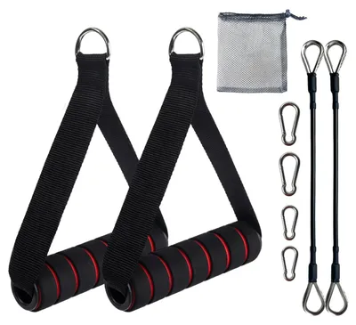 Imagen del producto de Barra para tríceps con dos agarres, robusta, para entrenamiento de fuerza, accesorio para bandas de resistencia