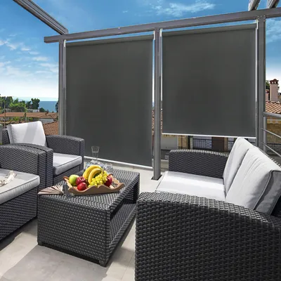 Immagine prodotto di Tenda da sole verticale Izrielar 140x240 cm Tenda da balcone Grigio scuro Protezione UV Protezione solare Protezione dalla vista Impermeabile Resistente alle intemperie Balcone Terrazza
