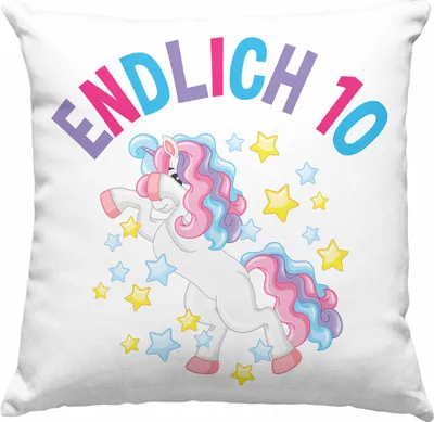 Produktbild von Trendation - 10. Geburtstag Deko-Kissen mit Füllung 40x40 Geschenk Mädchen Tochter Einhorn Pferde 10 Jahre Alt Geburtstagsgeschenk Idee (Grün)