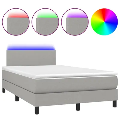 Produktbild von vidaXL Boxspringbett mit Matratze & LED Hellgrau 120x200 cm Stoff