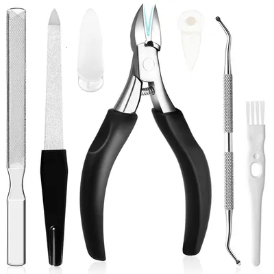 Immagine prodotto di Set per pedicure da 6 pezzi, ideale per unghie spesse e incarnite, in acciaio inossidabile, con manico lungo