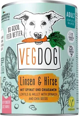 Produktbild von VEGDOG - Adult Dose No1 - Linsen & Hirse  |  6x400g