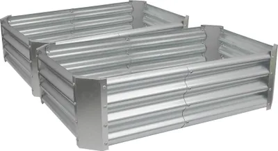 Produktbild von Rechteckige Hochbeete aus verzinktem Stahl – 120 cm x 60 cm – Silber – 2er-Pack