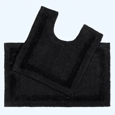 Produktbild von HOMESCAPES 2-tlg. Badgarnitur schwarz aus 100% Baumwolle