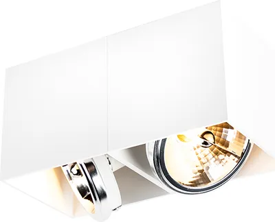 Produktbild von QAZQA - Design Design-Spot I Spotlight I Deckenspot I Deckenstrahler I Strahler I Lampe I Leuchte weiß rechteckig 2-flammig-flammig - Box I Wohnzimmer I Schlafzimmer - Aluminium Rechteckig - LED geeig