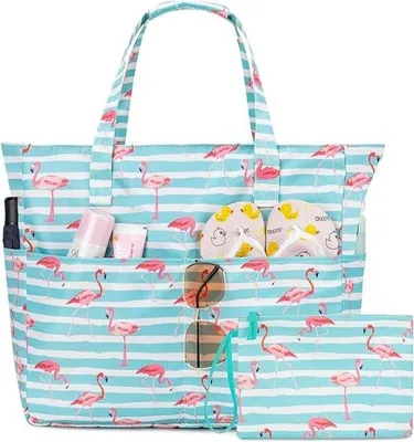 Produktbild von Große Strandtasche mit wasserdichtem Fach und Aufbewahrungs-Compartimenten