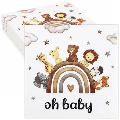 45 Servietten Taufe Oh Baby Regenbogen 3-lagig