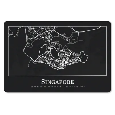 Produktbild von MuchoWow® Schreibtischunterlage Singapur - Karte - Stadtplan 60x40 cm - XXL Mauspad - Großes Mauspad