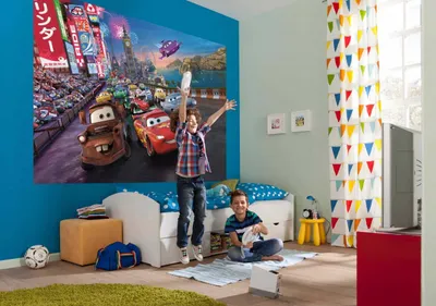 Produktbild von Komar Fototapete "Cars Race" 254 x 184 cm, bunt, 4-401