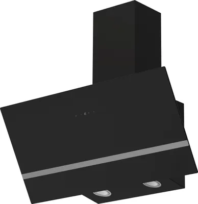 A black range hood is shown against a white background.