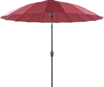 Produktbild von BELIANI Sonnenschirm Rot Stoff ⌀ 255 cm Rund Verstellbarer Neigungswinkel mit Kurbel Winddach Aluminiumgestell Marktschirm Garten Balkon Terrasse
