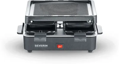 Produktbild von Raclette 4 Personen SEVERIN RG 2370 Grillplatte antihaftbeschichtet 4 Pfännchen RG 2370 aus Kunststoff, schwarz Raclette Raclette Mit Antihaftbeschichteter Grillplatte Raclette Grill Tischgrill