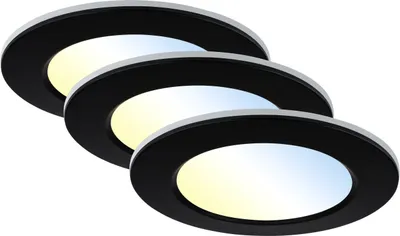 Zdjęcie produktu dla Oprawa wpuszczana LED do łazienki 3x5W ściemniana pilotem IP44 czarna Ø9,2cm Briloner