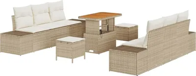 Immagine prodotto di Set Divano da Giardino con cuscino 9 pcs Beige polyrattan