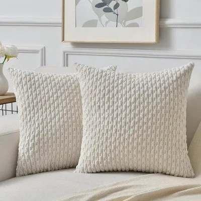 Produktbild von Unyqoos® Kissenbezug 2er-Set 40 x 40 cm aus weichem Cord-Velours – Boho-Kissenhüllen, maschinenwaschbar (Kaltwäsche) für Wohn- & Schlafzimmer