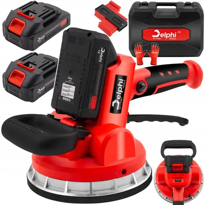 Obrázok produktu pre Vibračná prísavka na dlažbu s niveláciou 1000W, 2x batéria 21V, Delphi Tools® – Profesionálny nástroj na pokládku obkladov