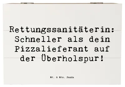 Produktbild von Mr. & Mrs. Panda Erinnerungsbox Spruch Rettungssanitäterin Action 22 x 15 cm - Weiß - Geschenk, Einsatzsanitäterin, Berufspassion, Berufsalltag, Box, Rettungsdienst