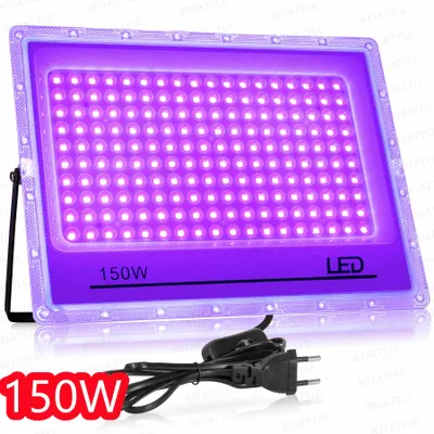 Produktbild von UV Party Lampe - LED UV-Flutlicht 150W 1 Stück - 395 nm Schwarzlicht - Fluoreszenz Erkennung - Outdoor Party - EU Stecker - Lila