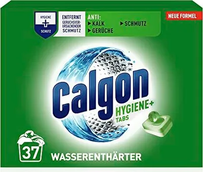 Produktbild von Calgon Hygiene+ Tabs Wasserenthärter für Waschmaschinen, Kalk-, Schmutz- & Geruchsschutz, 37 Stück
