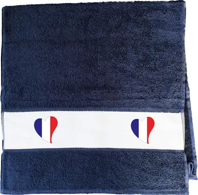 Produktbild von Huuraa Handtuch Frankreich Flagge Herz 50x100cm French Navy Baumwolle Handtuch Geschenkidee