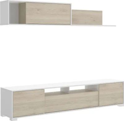 Immagine prodotto di Dmora Parete Attrezzata Abbete 41x200x180h cm Marrone Rovere, Modulabile Apertura Battente e a Ribalta