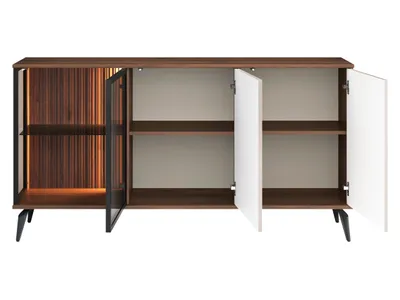 Obrázek produktu pro Prosklená široká komoda TOUDI - bella noce / kašmír + LED osvětlení