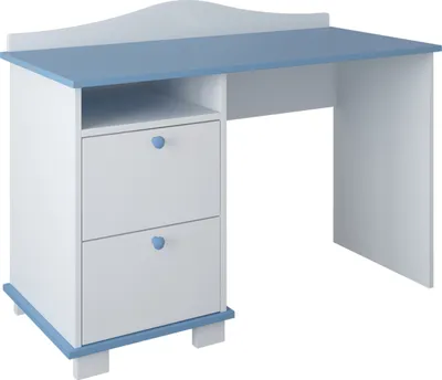 Produktbild von Schreibtisch, Kinderschreibtisch mit 74 cm Arbeitshöhe und zwei Schubladen und Ablagefach in weiß blau  Europe