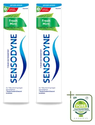 Image de 2 tubes de dentifrice Sensodyne Fresh Mint - 75 ml - Lot de 2