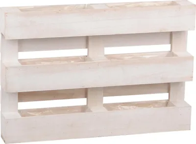 Produktbild von UNUS® Paletten Holz 3 Reihen m Unterteilung 6 Kästen Kunststoffeinsatz weiß Deko