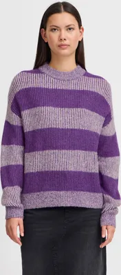 Produktbild von Ichi IHKAMARA Damen Strickpullover Pullover Pulli mit Rippkragen Rippbündchen Grobstrick Pullover Loose fit