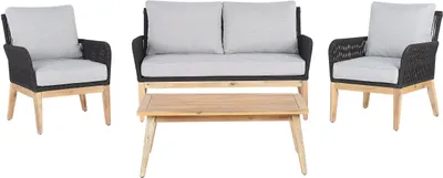 Produktbild von BELIANI Gartenmöbel Set Hellbraun Grau Akazienholz Textil 4-Sitzer Terrasse Outdoor Modern Scandi Stil