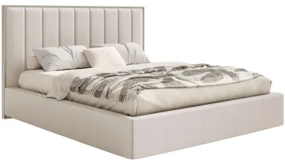 Obrázek produktu pro Selsey Togents - Čalouněná postel 160x200 se žinylkovým potahem a podnožkou, světle béžová