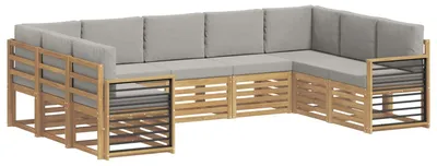 Obrázek produktu pro Rohová sofa sada 9 pcs Bílá a světlá šedá 304 x 187,5 x 73 cm