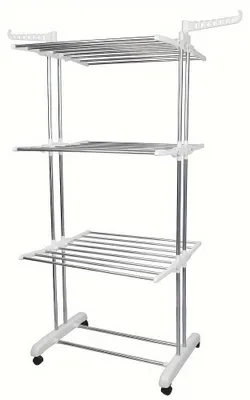 Image de Étagère à linge - Séchoir à linge - Porte-cintres à linge - Tour de séchage - Séchoir à linge - Pliable - Réglable en hauteur