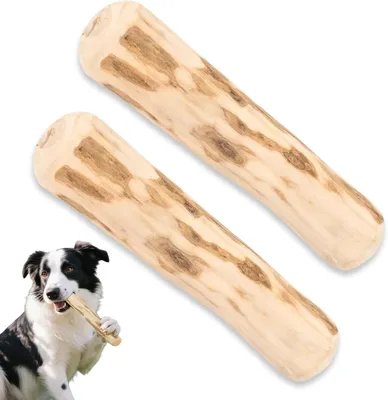 Produktbild von Kauholz Spielzeug für Hunde, 2 Stück, natürlich, robust, für Welpen und ausgewachsene Hunde