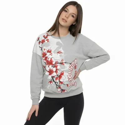 Produktbild von Yakuza Damen Hanami Urban Pullover, Hellgrau Meliert, XL