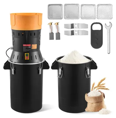 Image de VEVOR Moulin à céréales électrique 25 L, moulin à épices 600 W, moulin à épices avec lames galvanisées et tranchantes, broyeur pour céréales sèches, épices, muesli, café, maïs 390 x 320 x 815 mm