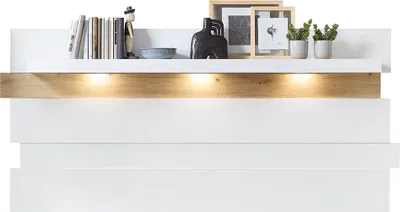 Produktbild von Wohnzimmer-Wandpaneel mit 202 cm Breite in weiß matt und Eiche - MANRESA-36
