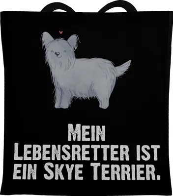 Produktbild von Mr. & Mrs. Panda Shopping Tasche Skye Terrier Lebensretter - Schwarz - Geschenk, Tote Bag, Stoffbeutel, Schultasche, Beutel