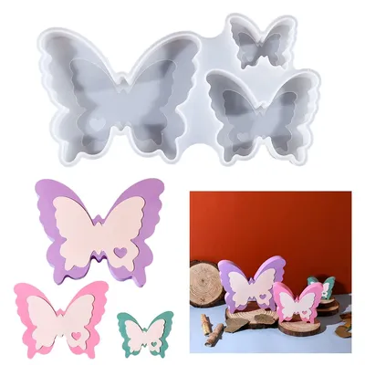 Produktbild von 3pcs  Silikonform-Set für Blumen und Schmetterlinge,Kerzenformen, Silikon-Schmetterlingsformen,Silikon-Gießformen für Kerzen,DIY, Seife und Schokolade