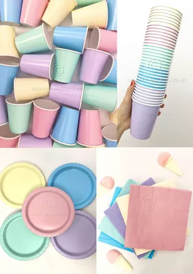 Eis-Pastell-Regenbogen-Party-Kit: 35 Tassen, 40 Teller, 100 Servietten