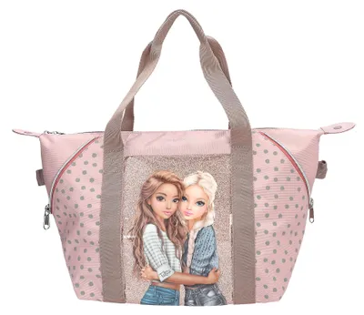 Produktbild von Depesche 14014 TOPModel Dots - Sporttasche in Rosa, mit Model Motiv und Punkte Muster, Tasche mit Henkel und Innenfach