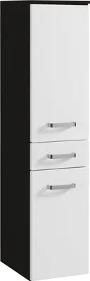 Produktbild von Säulenschrank Bobbi niedrig 30cm 2 Türen und 1 Schublade - graphit/hochglanz-weiß