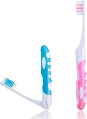 Produktbild von Famanu Reisezahnbürsten Set faltbar für Erwachsene - Rosa Blau