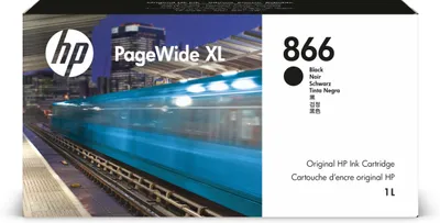 Imagen del producto de HP, cartucho de tinta negra 866 PageWide XL, 1 litro, rendimiento estándar, color , tinta pigmentada, 1000 ml, 0 ml, 1 unidad